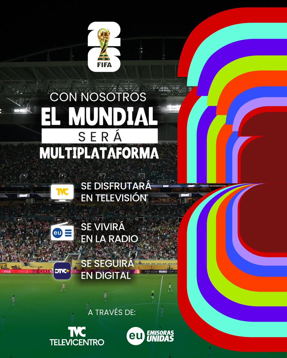 radiohrn's tweet photo. 🏆⚽ Con nosotros, el Mundial será una experiencia Multiplataforma. 🌍🔥
📺 Televisión
📻 Radio
📲 Digital
Disfrutaras cada momento a través de Televicentro y Emisoras Unidas. 🙌⚽
#RumboAlMundial #DeportesTVC #Televicentro #EmisorasUnidas https://t.co/TCgrMEACXk