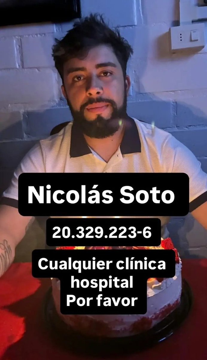 ¿Me ayudan con un RT, por favor?

Se busca a Nico, andaba por el lugar de la explosión del camión con gas en #Renca y hasta el momento no ha habido noticias de él

Si tienen un contacto en algún lugar donde halla heridos o info oficial por favor avisar 🙏🏻