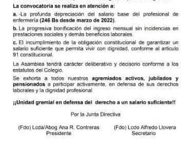 Convocamos a todas las enfermeras y enfermeros del DC a la Asamblea Regional Extraordinaria. Debatiremos la urgente necesidad de un aumento salarial y plan de acción gremial.
 ¡Tu voz y tu participación son clave! #EnfermeríaUnida #SalarioDigno