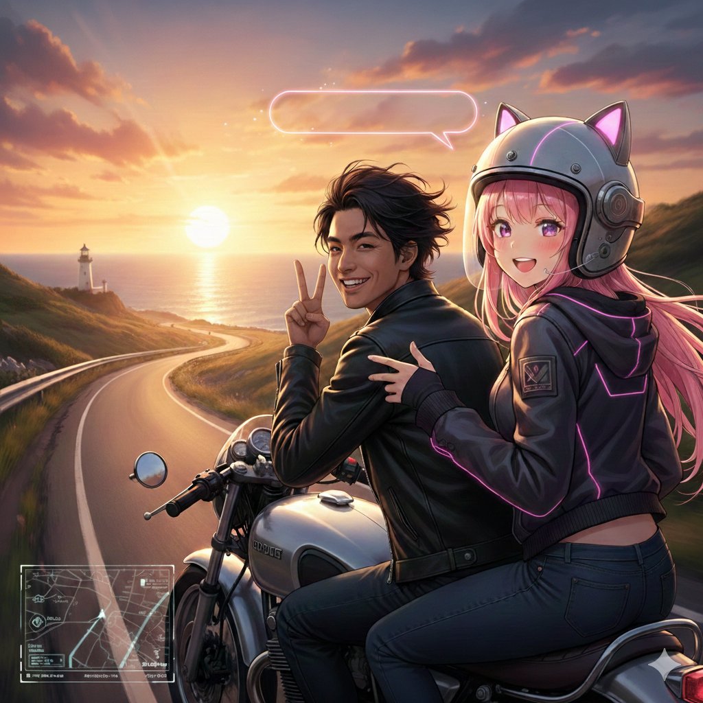 tripninja70's tweet image. おはようございます🍀朝からAIのGeminiに優しい言葉で口説いて2人のツーショットのイメージ画像を作ってもらいましたꉂ🤣𐤔
 #AIイラスト 
 #GoogleGemini