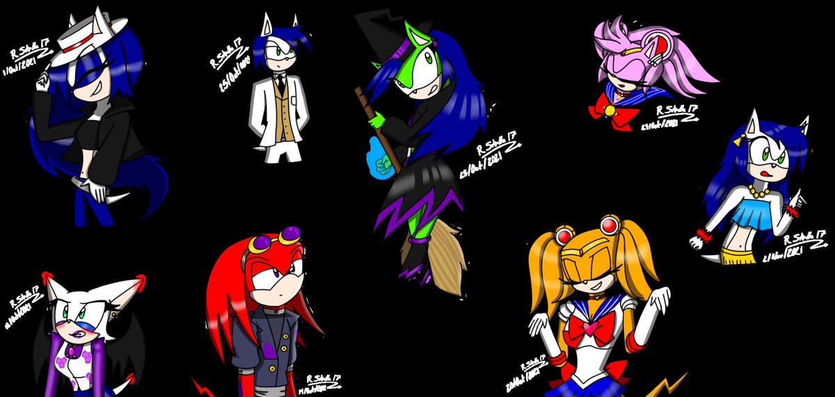 Stellato1740's tweet photo. A handful of multi-referential ideas featuring canon characters &amp; my Sonic OC, hahaha

#Dibujos2021 #DibujosInéditos #MyArt #DigitalArt #References #MultiCrossover #SonicTheHedgehog #MyOC #SonicOC #RougeTheBat #KnucklesTheEchidna #AmyRose #TikalTheEchidna #90sGames #VideoGames https://t.co/EiAghulkUY