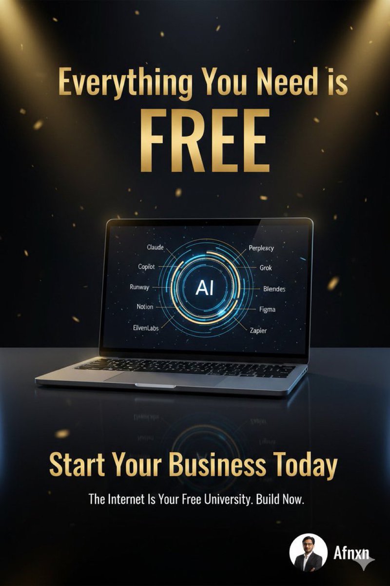 Shahriar661731's tweet image. 🚀 2026 can be your breakout year if you’ve got:

💻 A laptop
🌐 Internet
⏰ 2 hrs/day

Most AI tools are FREE.
The internet is your university.

Start your business today 🚀
❤️ Like
💬 Comment “START”
🔁 Repost
📌 Bookmark
👤 Follow @Shahriar661731 for daily AI tips