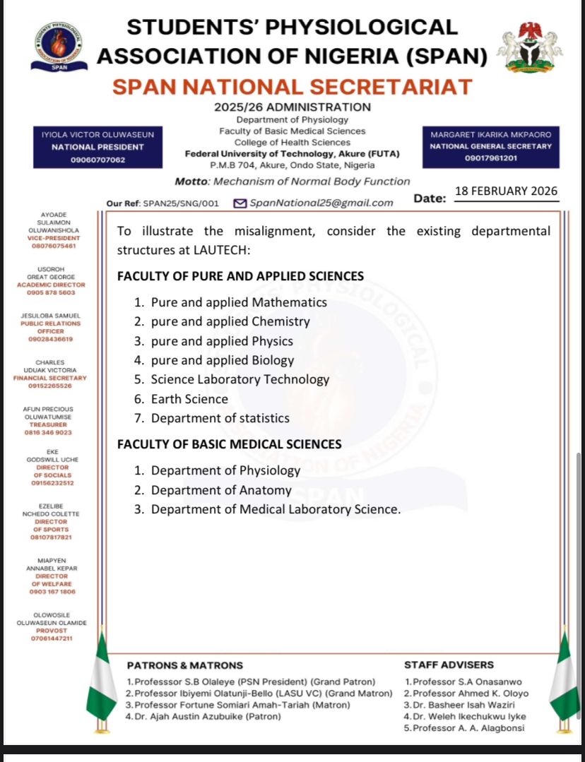 STUDENTS' PHYSIOLOGICAL ASSOCIATION OF NIGERIA tweet media