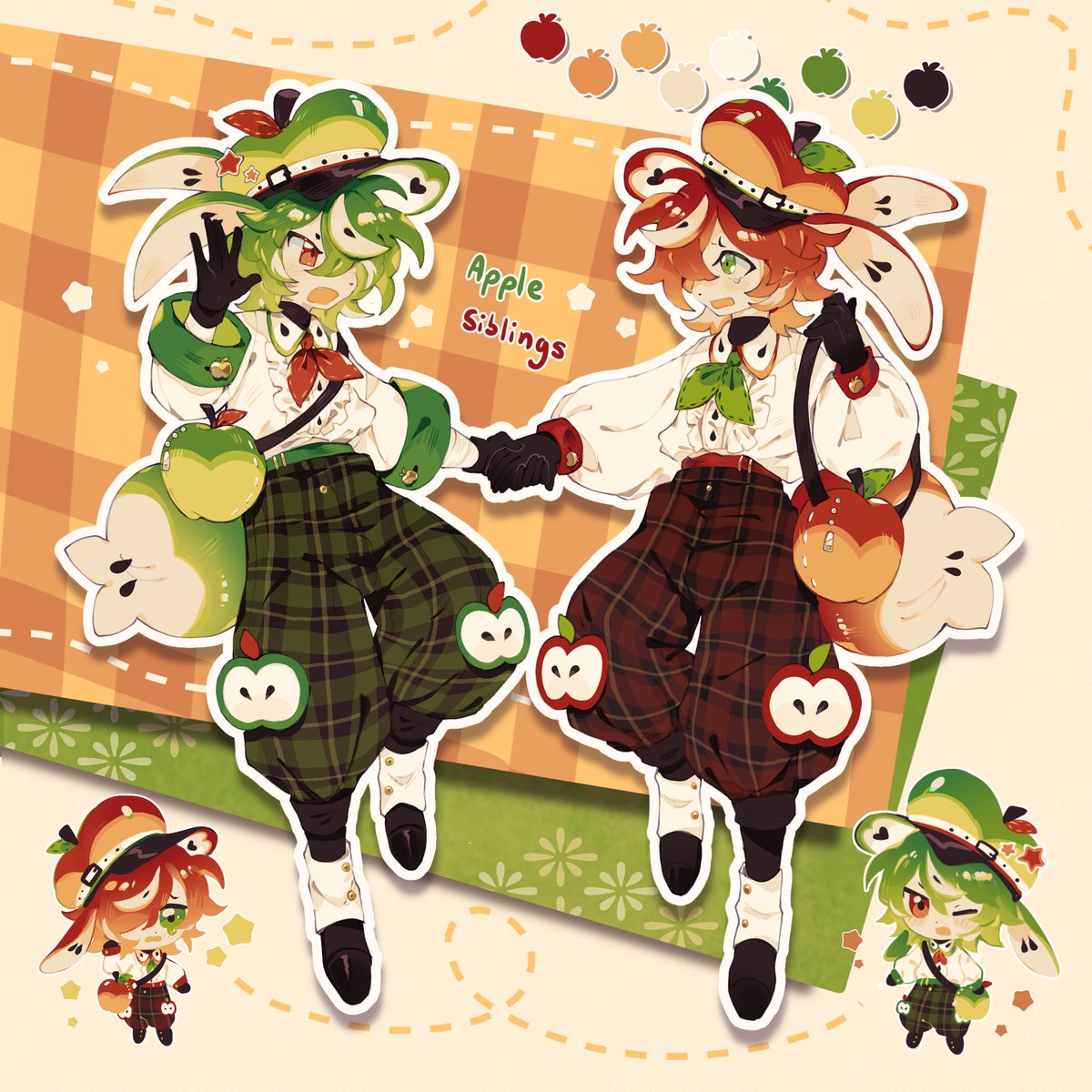 Apple siblings! 

They're adopts open over on my toyhouse if you're interested !  :›