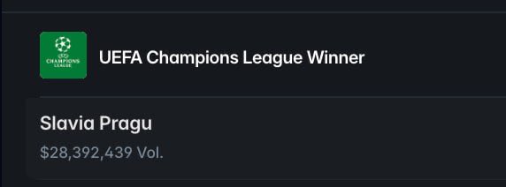 HOW TOP DRUG DEALERS ARE CLEANING THIER MONEY USING POLYMARKET:

1) GENERATE AND FUND A FRESH DEPOSIT ADDRESS.

2) CREATE OFFERS ON HIGHLY ILLIQUID MARKET SELLING SOMETHING THAT WILL NEVER HAPPEN. LIKE SLAVIA PRAGU TO WIN CHAMPIONS LEAGUE.

***DISCONNECT WALLET***

3) CONNECT