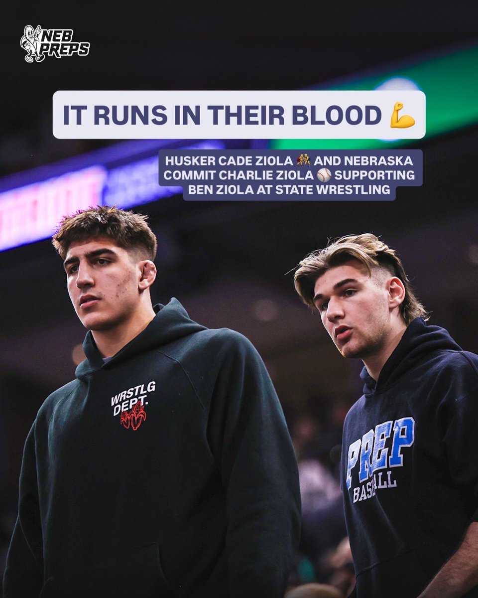 THEnebpreps's tweet photo. The Ziolas are in the house to watch North Carolina commit and two-time state champion Ben Ziola wrestle for Skutt Catholic🔥

Ben and Cade are brothers, and Charlie is their cousin. https://t.co/FNNqCKNF0L