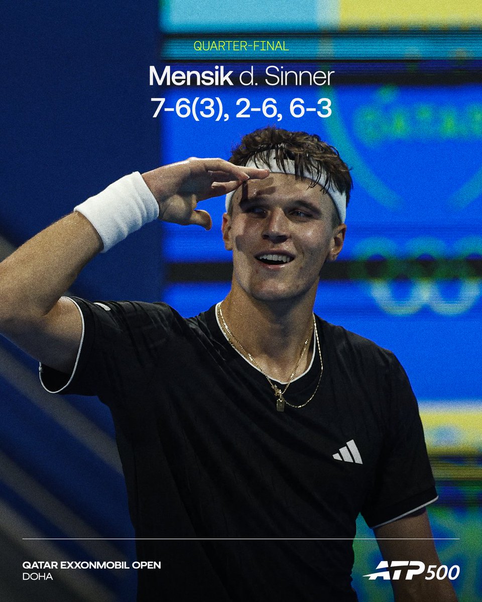 Worthy of a salute 🫡

2024 finalist <a href="/mensik_jakub_/">Jakub Mensik</a> posts his first ever Top 3 triumph 

<a href="/QatarTennis/">Qatar Tennis Federation</a> | #QatarExxonMobilOpen