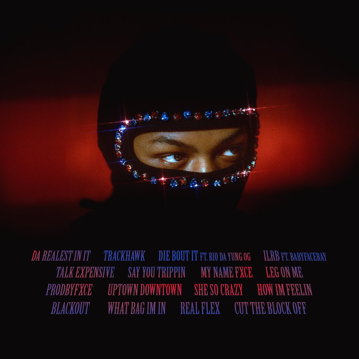 album cover artwork + tracklist design for Babyfxce E 💎♦️💙