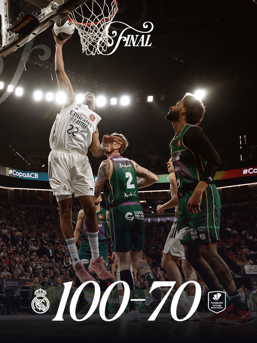 🏁 FP: <a href="/RMBaloncesto/">Real Madrid Basket</a> 100 - 70 <a href="/unicajaCB/">UnicajaCB</a>