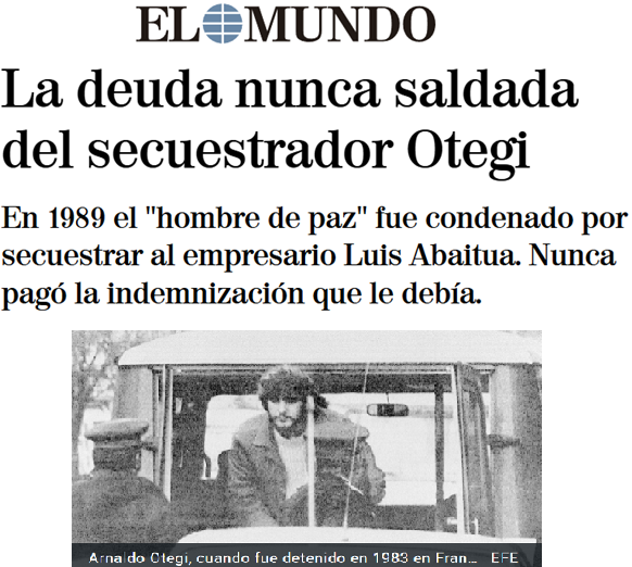 CCivicaCatalana's tweet image. #TalDiaComoHoy Otegui secuestró a Luis, padre de seis niños.

Lo enterraron en vida en un zulo de apenas 1,50 metros y por las noches lo torturaban. Fue condenado y aún no se ha dignado a compensar a su familia.

Es el tipo que ahora da lecciones de ética y derechos humanos.