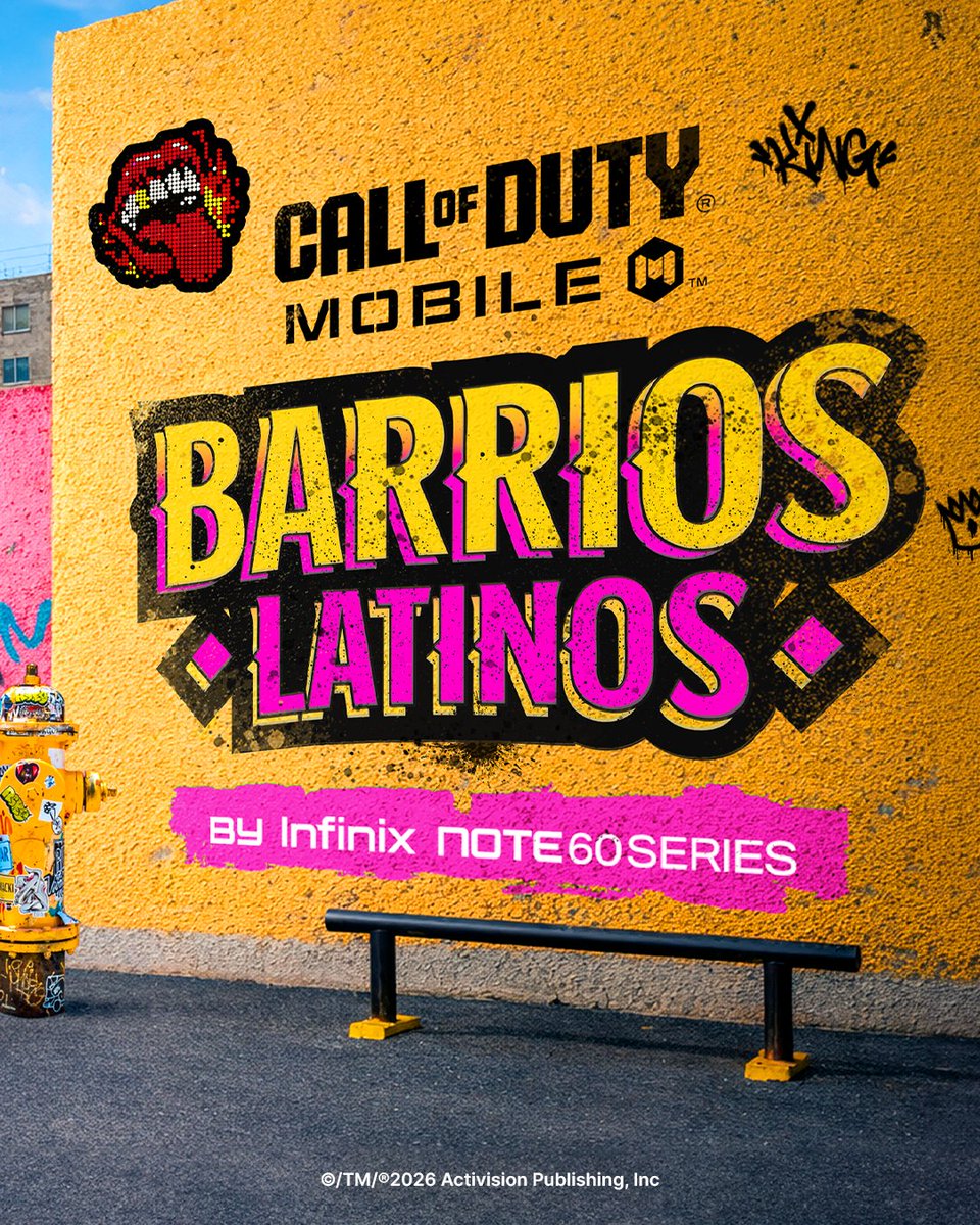 CODMobileLATAM's tweet photo. El torneo más chingón de Latinoamérica, está patrocinado por Infinix Note 60 Series, el teléfono oficial para jugar en #CODMBarriosLatinos. ¡Vive cada partida con estilo, rendimiento y mucho flow! 🔥📱
#CoDMLatam #CoDMobile #InfinixCODM #InfinixNote60Series https://t.co/MNEhlfDtwd