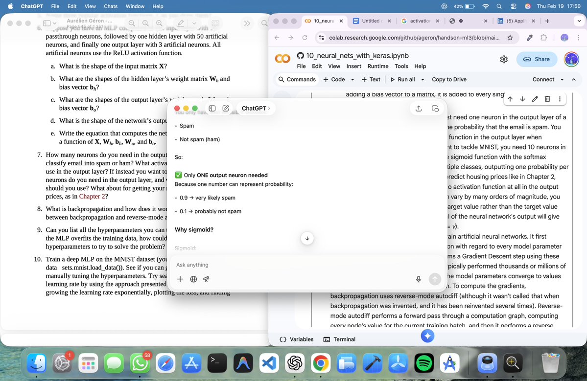 Using ChatGPT (a deep neural network) to study for my Artificial Neural Network exam 😄