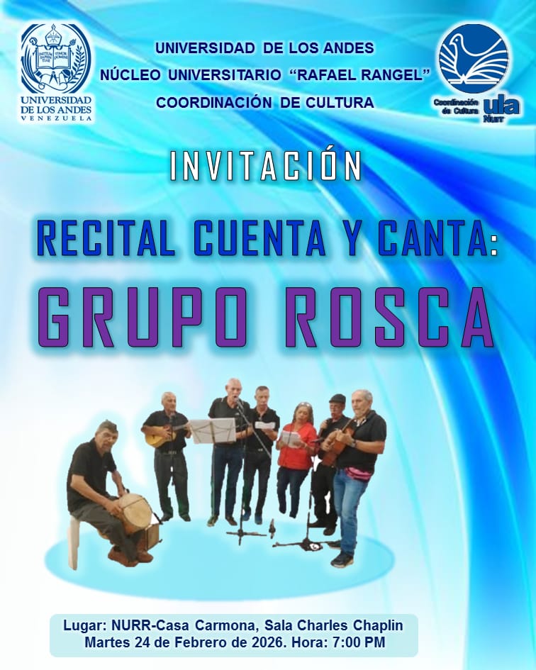 La II Edición 2026 del Recital Cuenta y Canta: Amor en #Trujillo, es a las 7 p.m. del #24Feb en la Casa Carmona del Núcleo Rafael Rangel de la Universidad de Los Andes 
#UniVe #ULA #Nurr