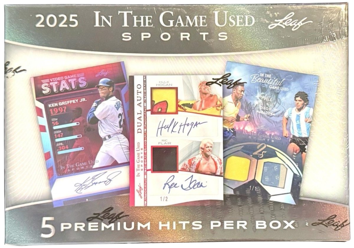 GoGTSLive's tweet photo. We have a box of 2025 In The Game Used Sports from @Leaf_Cards to open LIVE on #TheHobby's Web Show TONIGHT

LIVE VIEWERS will WIN CARDS from this box🥳

It could be YOU🫵

Tune in LIVE at 8PM ET / 5PM PT TONIGHT

Links to watch &amp; subscribe are in our bio🔍 https://t.co/ZpGaSnxCdc