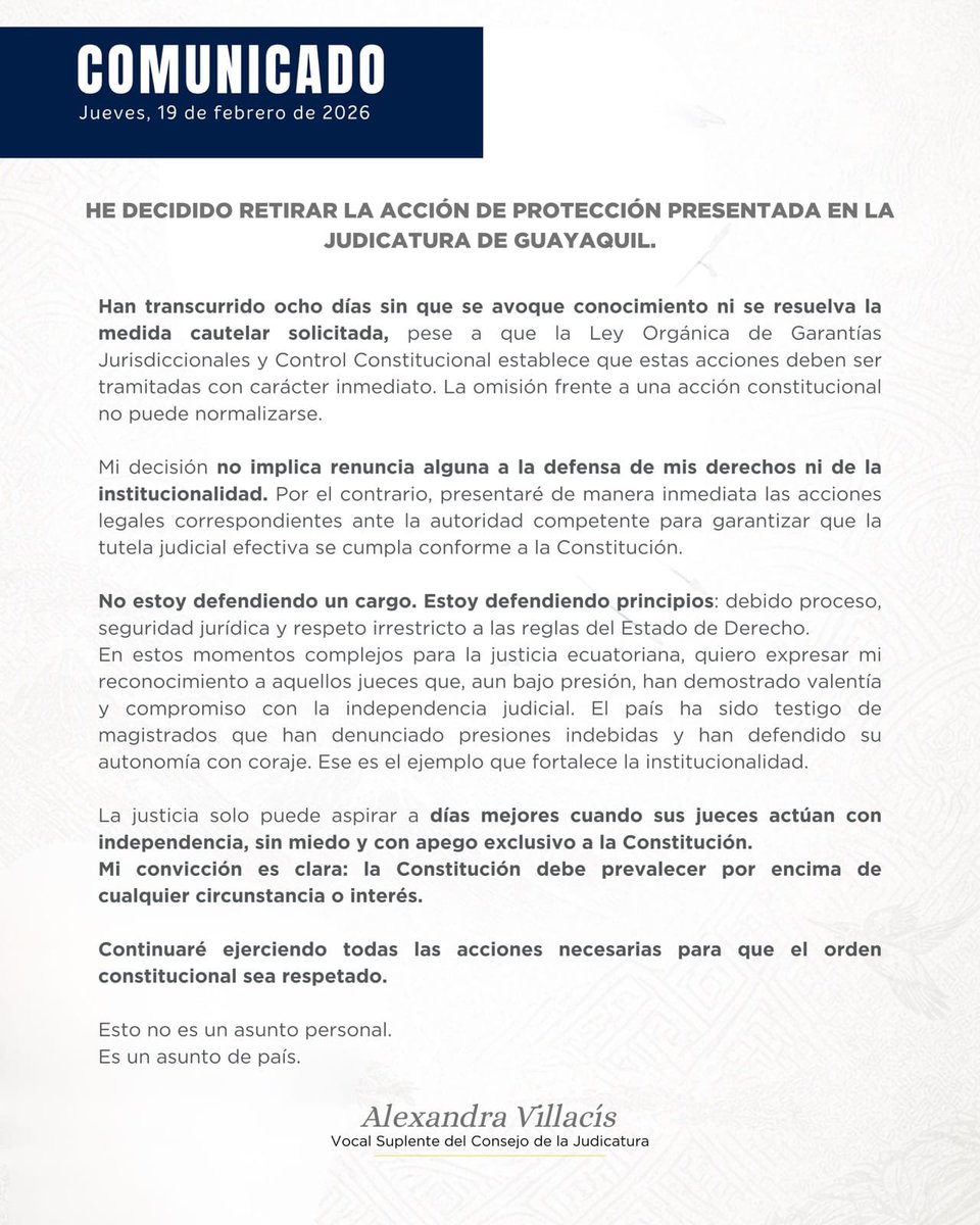 Sobre el retiro de mi demanda de acción de protección, quiero informar a la ciudadanía, por ser un tema de interés público, lo siguiente: