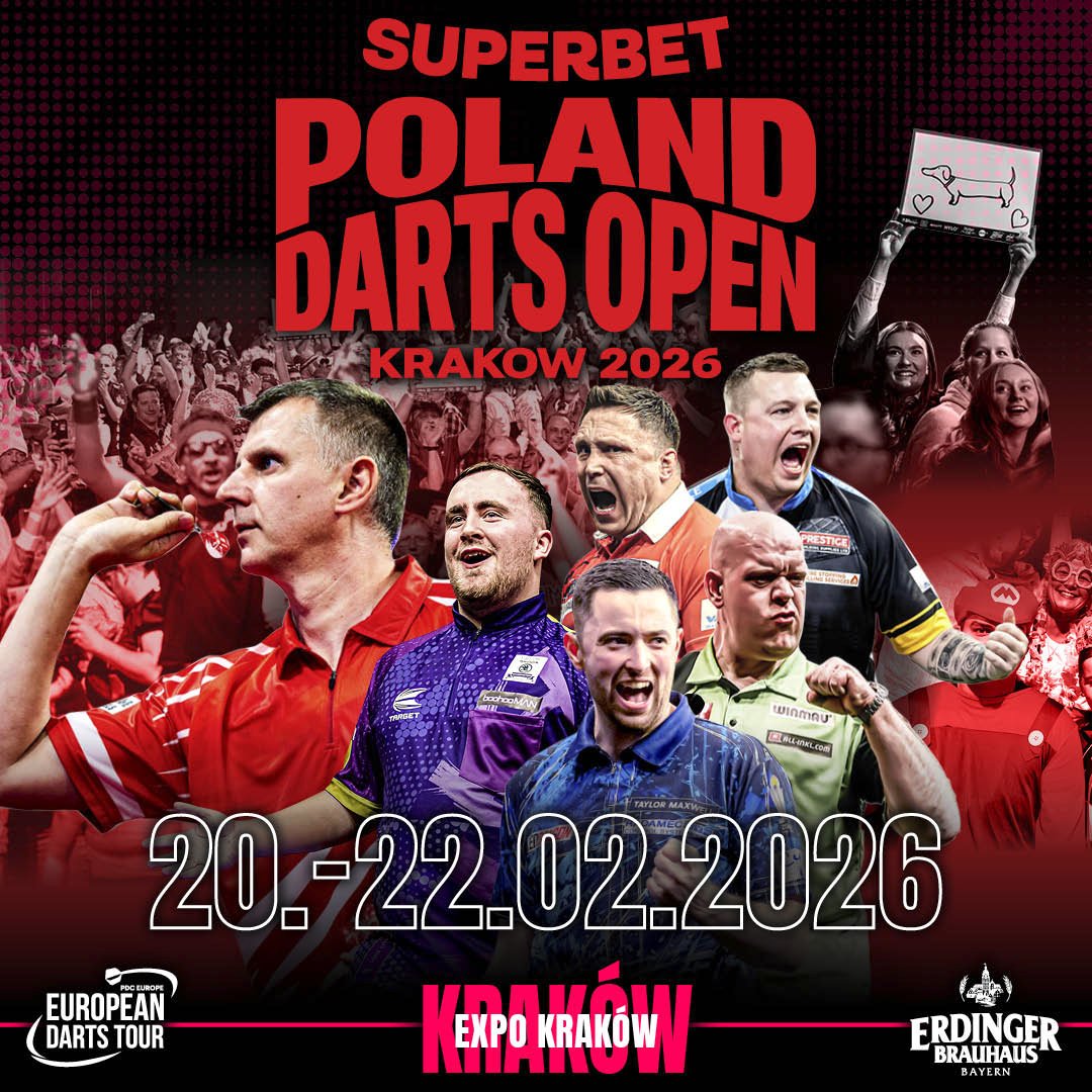 SPORTOWA POLSKO - USŁYSZ O DARCIE! 🎯🇵🇱

🗓️ Już dziś rozpoczyna się trzydniowe święto lotek w Krakowie - Poland Darts Open w Krakowie. W Hali Expo 48 zawodników, w tym pięciu Polaków powalczy o 35 tysięcy funtów do Werner Rankings Ladder oraz Pro Tour Order of Merit!

🇵🇱 W piątek