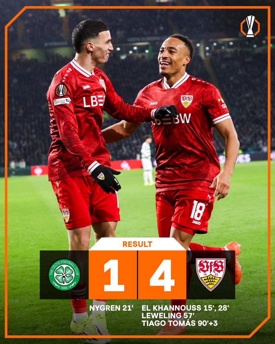 Stuttgart score four at Celtic Park 🤍❤️

#UEL