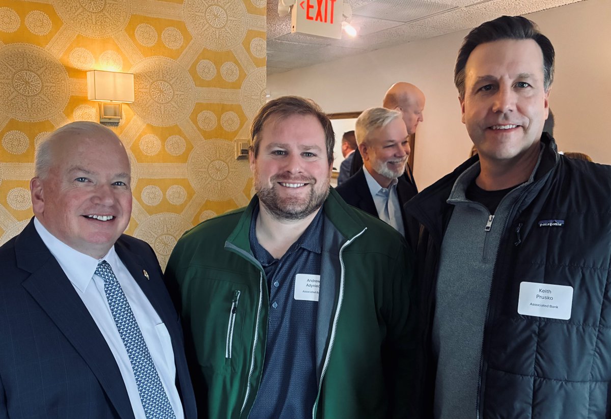 (R-L) Keith Prusko and Andrew Adyniec of ABC member Associated Bank talk to Congressman Scott Fitzgerald about activities on the House of Representatives Committee on Financial Services.