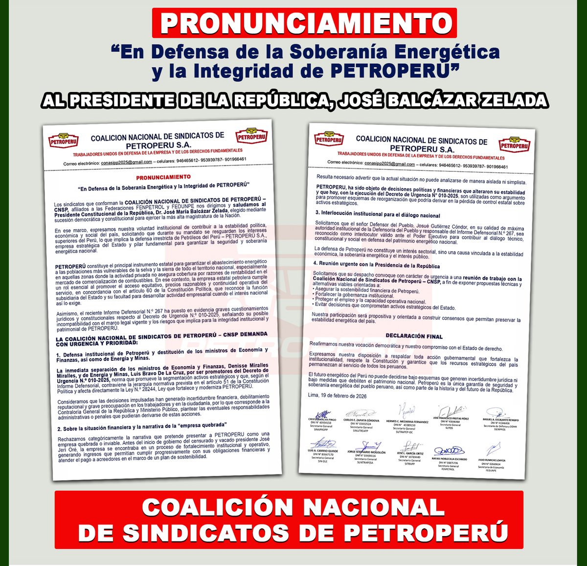 Coalición Sindical Petroperú tweet media