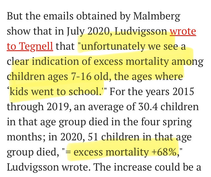 Eiralinn's tweet photo. @r_hellqvist Någon som minns? Ludvigsson och Tegnell visste redan i juli 2020 att överdödligheten bland skolbarn var hög (68 %) våren 2020, men det mörkades.  https://t.co/RDuEDEOKZg https://t.co/NN04pvXQAh