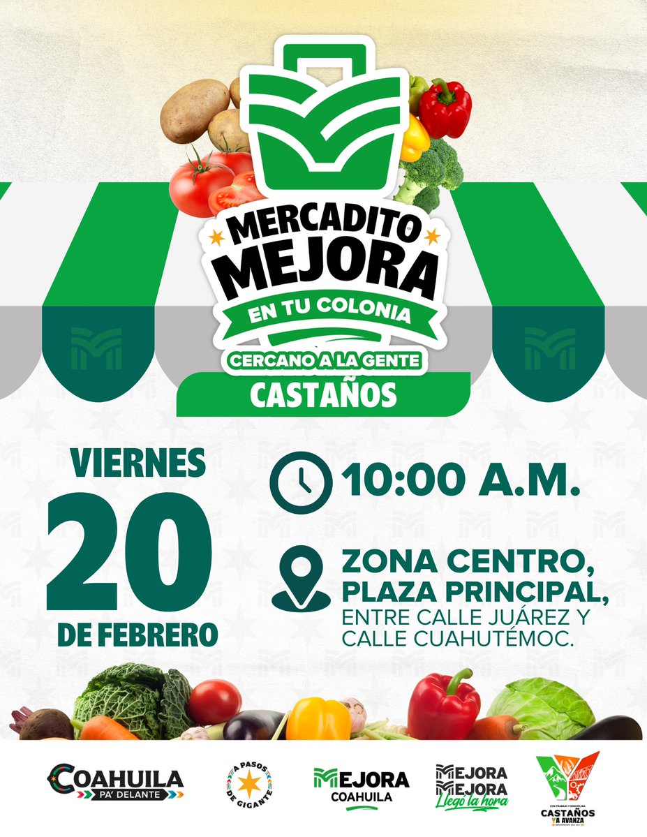 ¡Aprovecha y haz tu despensa en el Mercadito Mejora! Precios bajos y productos de calidad.
¡Te esperamos en #Castaños!

#CoahuilaPaDelante #APasosDeGigante #MejoraEntuEconomía