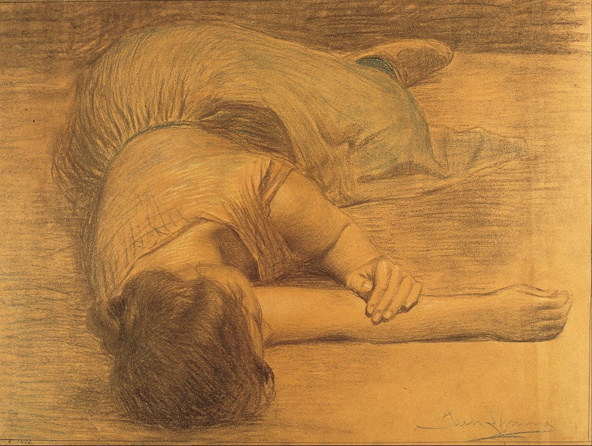 Joan Llimona 
Woman Lying Down
c. 1902
charcoal and coloured pencil on coloured paper