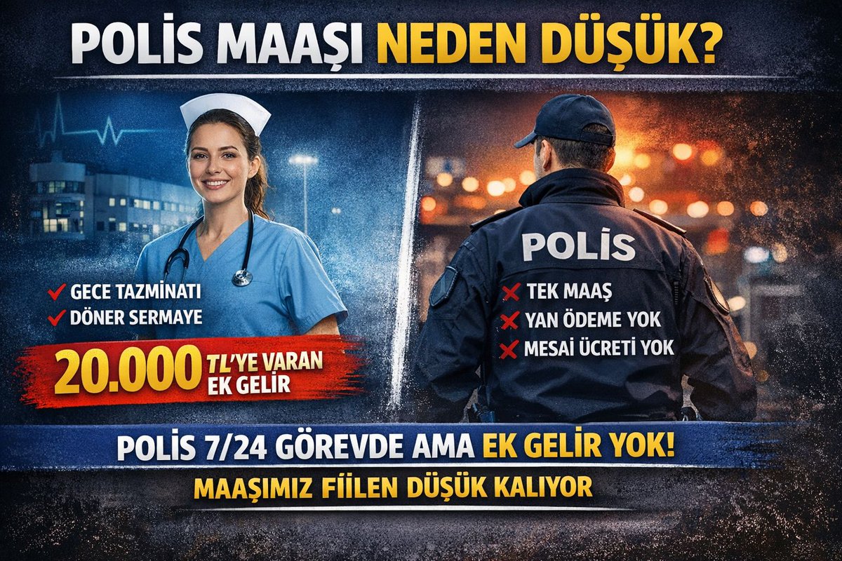 Eşim hemşire, 2017 yılında evlendiğimizde ben eşimden 350₺ fazla maaş almaktaydım ancak şuan itibari ile benden 10bin fazla maaş alıyor
95.000 maaş almakta 
Bir nöbet ek mesaisi de  (24 saat) 5.500₺ #PoliseBakanYokMu