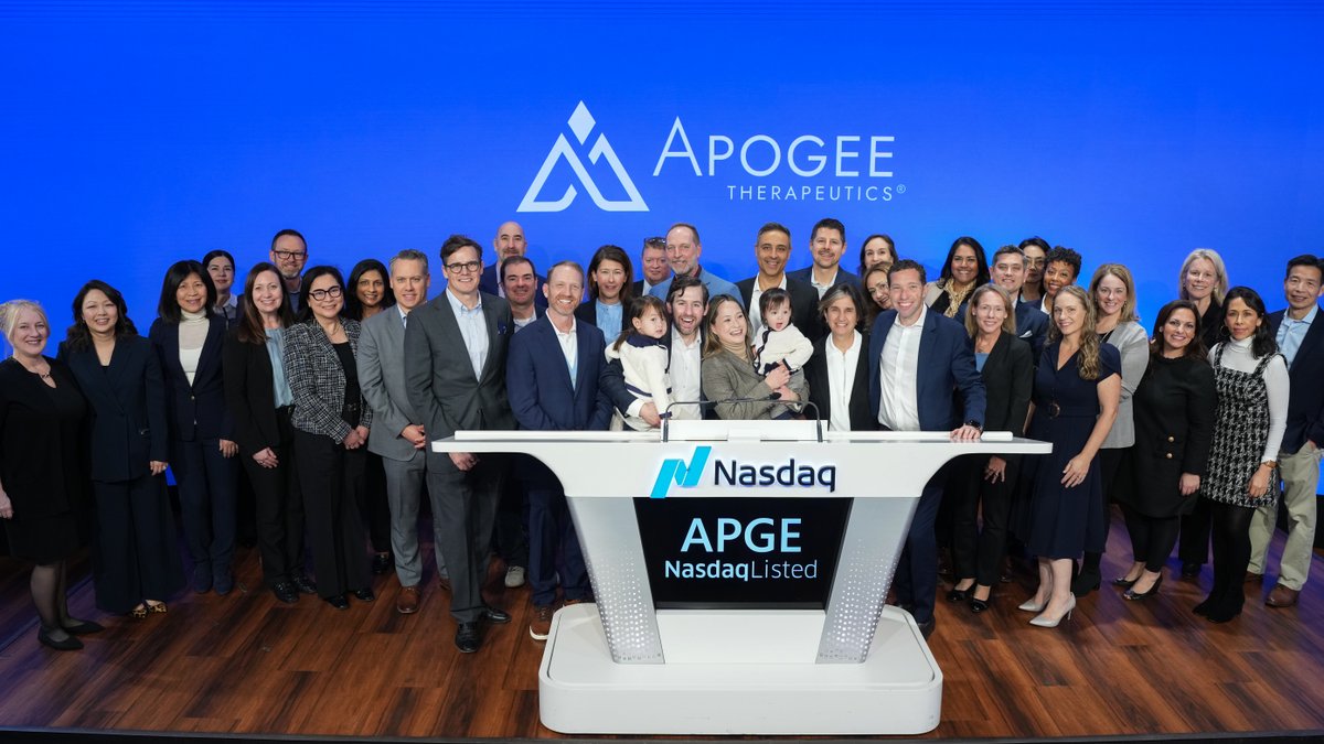NasdaqExchange's tweet photo. Apogee Therapeutics is a clinical stage biotechnology company reshaping the current standard of care for inflammatory and immune diseases.

Proud to be your exchange partner, $APGE! #NasdaqListed https://t.co/AvVTG1HsZu