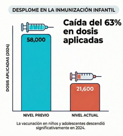 De acuerdo con los datos reportados por la <a href="/SSalud_mx/">SALUD México</a> 

La vacunación en niños y adolescentes cayó de 58,000 en dosis aplicadas en 2018 a solo 21,600 en 2024

¿La razón? El último año de AMLO cerró con un recorte de $9,400 millones al programa de vacunación
