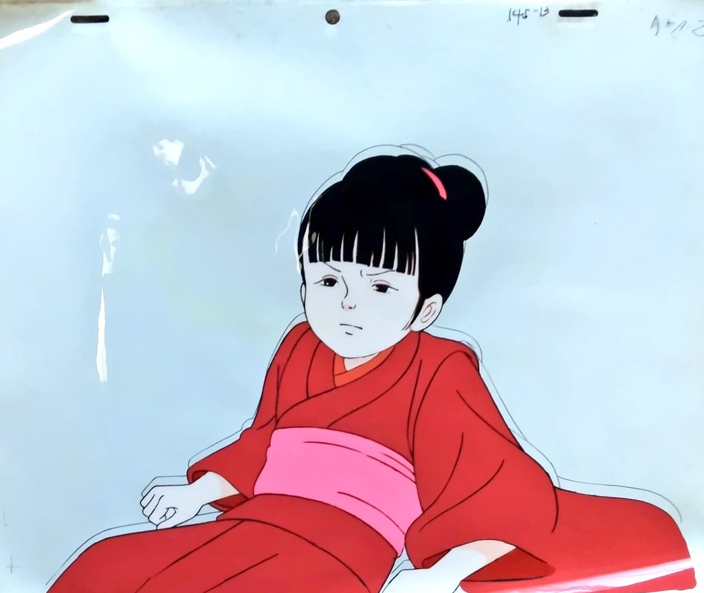 またまた実家からこんなん出てきました。専門学校で同級生だった友人が卒業後サンリオアニメの制作進行になったんですが、ある日｢君こういうキャラ、好きでしょ😁」つってくれたもの。劇場アニメ｢おしん」の可代のセル画です。自分の嗜好をよくわかってくれた友人でした😅