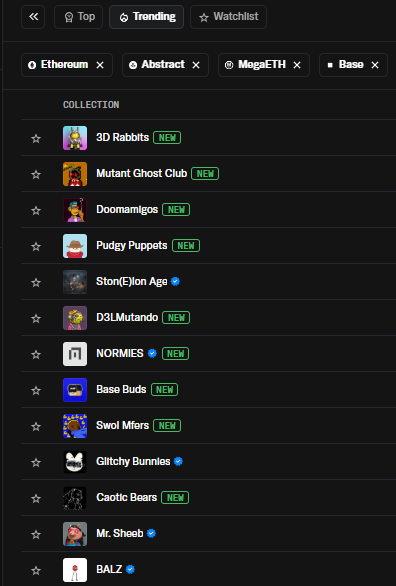 Can <a href="/opensea/">OpenSea</a> add the small logo of the chain in the bottom right of the collection image in the Trending/Top section? Just like on the individual NFTs <a href="/HollanderAdam/">Adam Hollander</a> Just for quick browsing to those scanning multi chains. Also wen TGE 🤣