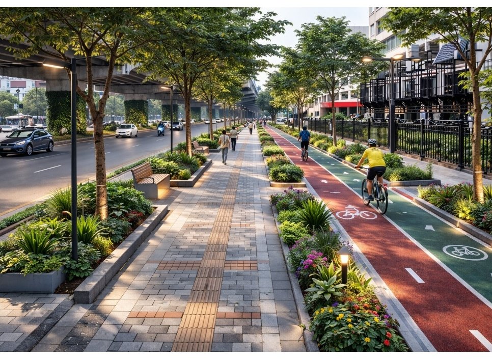 Jchomba3's tweet photo. @mohammedhersi You need to highlight the quality issues of this beautification project.  We only get 1 chance to get it right. Call president if you have to. This is Uhuru highway. Poor quality cabro, open drainage,  expanding road and leaving zero space for NMT.  Image expectations vs ground https://t.co/vfP6guYpTi