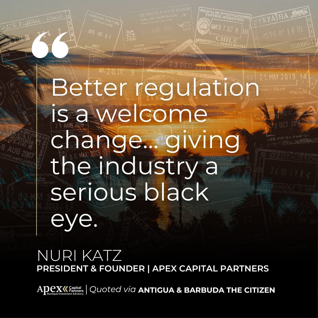 ApexCapPartners's tweet photo. In a recent Antigua & Barbuda The Citizen article, @ApexCapPartners’ @KatzNuri explains how new pricing rules, ECCIRA oversight, and a 30-day residency requirement are reshaping Caribbean Citizenship by Investment. The era of price competition is over. 

Read the full article for more. https://t.co/o3GsAR2cZp

#CitizenshipByInvestment #InvestmentMigration #CaribbeanCBI #SecondPassport #GlobalMobility #FDI #RegulatoryReform #WealthStrategy #DueDiligence #ApexCapitalPartners