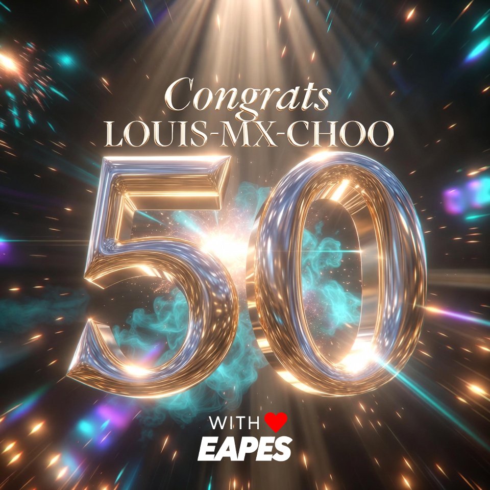 Seeeeesh. Fifty. 5⃣0⃣ 🦍🔥

Congratulations to <a href="/Louismchoo88/">Louis mX Choo</a> on securing your 50th #EAPES.

Diamond hands confirmed. 💎

Respect where respect is due 👑
Welcome to the 50 Club.

Drop a 🦍 to salute the legend. 👊