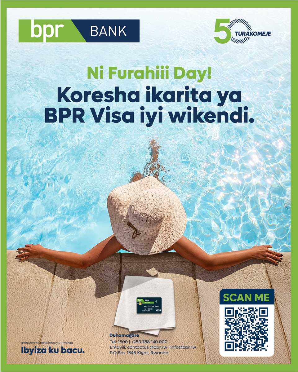 BPRbankrw's tweet photo. Ni Furahii Dayyy!
Wikwitwaza kashi iyi wikendi, koresha ikarita ya #BPRVisa, #ImbereCyane!
#IbyizaKuBacu https://t.co/90MPCI4xp9