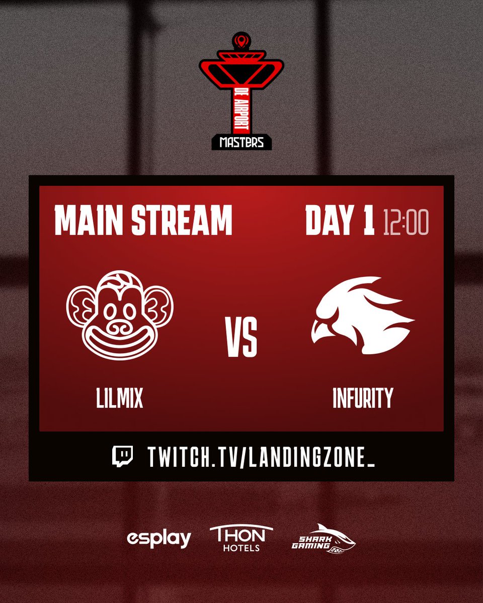 Starting 12:00 on the main stream twitch.tv/landingzone_

<a href="/Lilmixgg/">Lilmix Esports</a> vs <a href="/InfurityGG/">INFURITY GAMING</a> 

<a href="/airport_masters/">De_Airport Masters</a> <a href="/landingzone2026/">LANDING: ZONE</a>