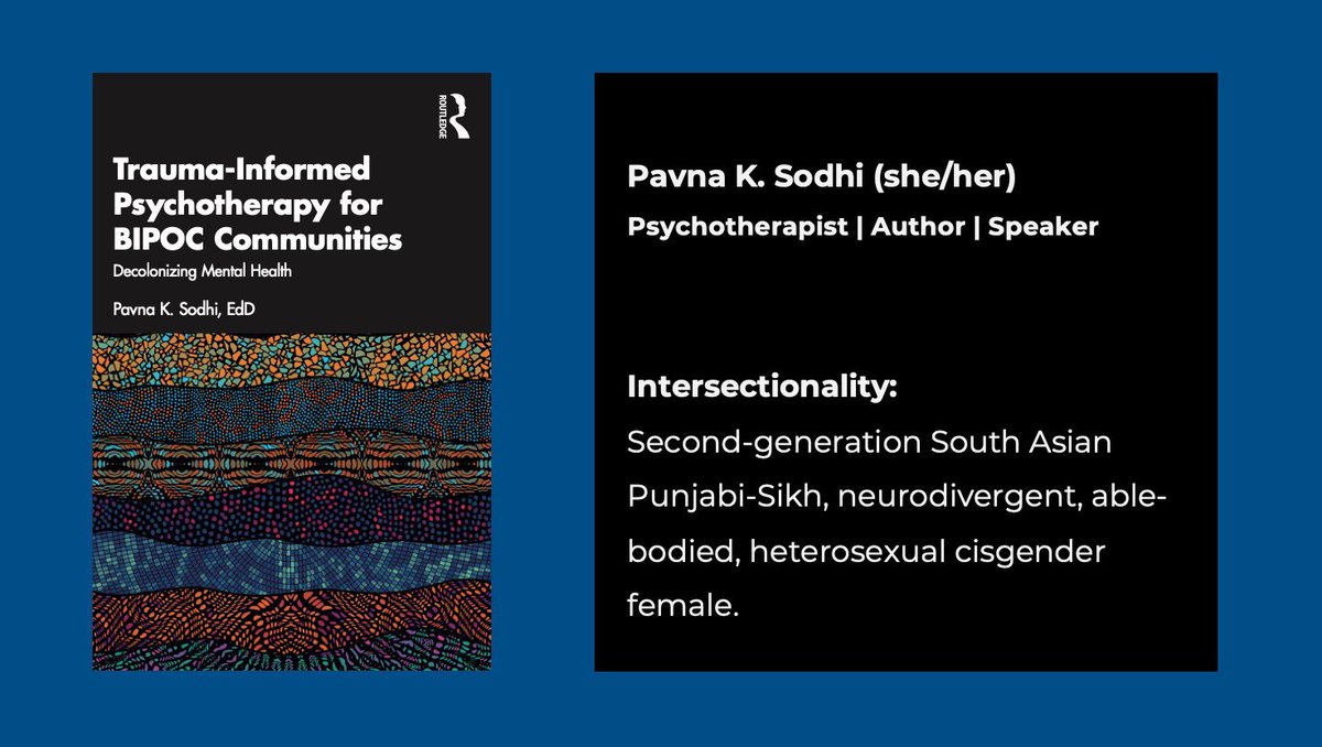 PavnaKSodhi's tweet photo. Thank you for your continued support! ✨

It has been an incredible 20 months of sharing insights and building momentum for my book, Trauma-Informed Psychotherapy for BIPOC Communities! 

My book can be accessed on https://t.co/BMp8maiCfH. 

#trauma #decolonize #mentalhealth https://t.co/unpXqVbseh
