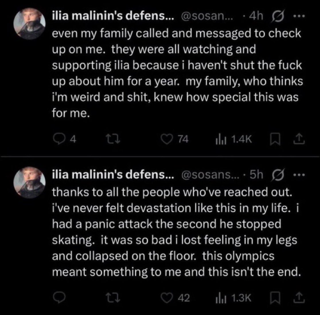 we judged them too soon lowkey…. i get you know, ilia malinin’s defens… i lost my queen too