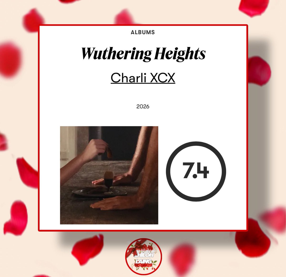 Pitchfork has awarded Charli XCX’s ‘Wuthering Heights’ soundtrack a 7.4 rating.