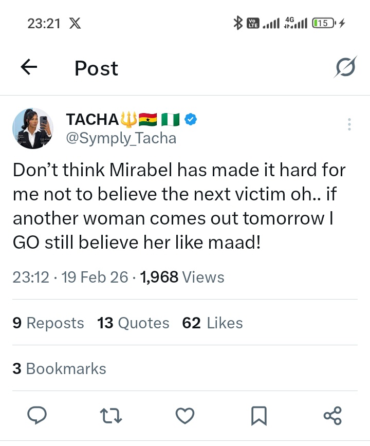 Honestly this is not banter but if your s*tupidithy pass this <a href="/Symply_Tacha/">TACHA🔱🇬🇭 🇳🇬</a> own, then your life don spoil. How can a human being think like this. Even with evidence she's still saying this. The annoying part is that am sure there will be some useless guys in her DM begging to