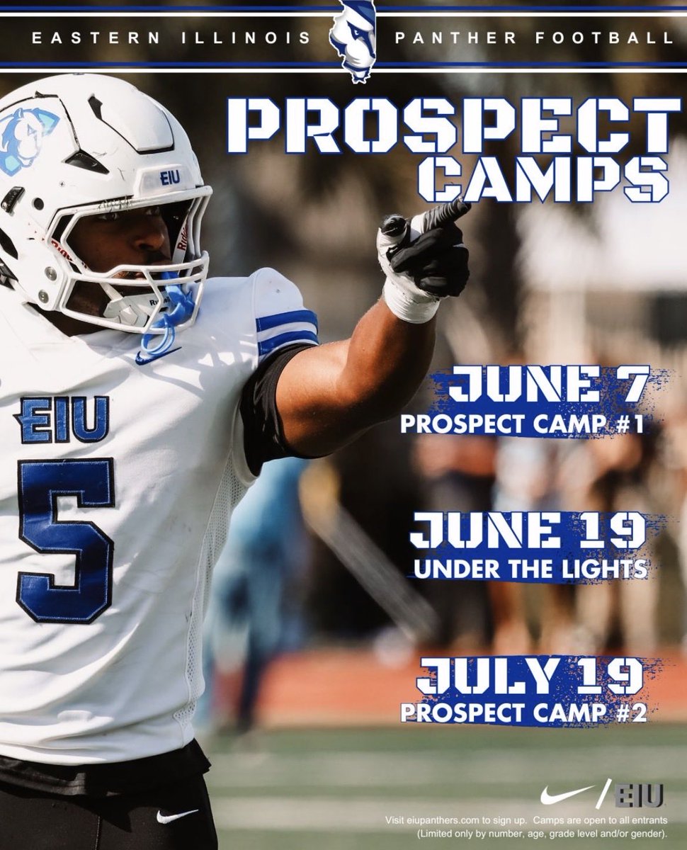 Thank you <a href="/CoachStrobel/">Andrew Strobel</a> for the camp invite! 
<a href="/EIU_FB/">Eastern Illinois Football</a>