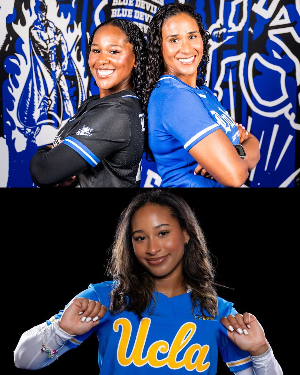 NCAASoftball's tweet photo. .@DukeSOFTBALL vs. @UCLASoftball is a true family affair 👏 

Duke head coach Marissa Young and her eldest daughter, Layla Lamar, will face younger daughter/sister Jolyna Lamar of UCLA tomorrow at @NutterClassic.   

#NCAASoftball https://t.co/roZCOVJRbE