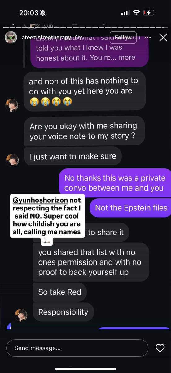 sannisbunny's tweet photo. I usually don’t speak on stuff like this but you got me absolutely fucked up if you think that making Epstein jokes are funny. ( dark humor joke ) I’m sorry is murking children, grape, etc funny to you? cause I’m still waiting for the damn joke, let me know what’s funny goofy- https://t.co/vMey4OmUpV