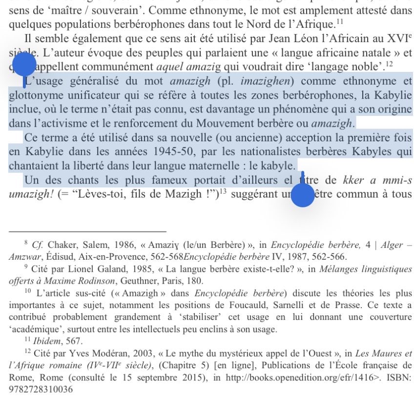 Chleuhist's tweet photo. Even Kabyle historians admit kabyles never heard of the word Amazigh/Berber until mid 20th century.
Kabyles became “Amazigh” when france gave them an identity and illegitimately assigned them as Amazigh to counter the panarab socialist nationalism that was reaching algeria. https://t.co/ezg6Q0wZ8h