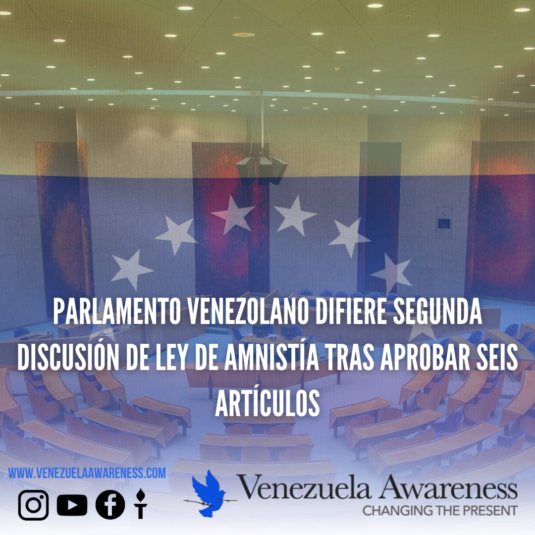 🚨AMPLIACIÓN DE LA LEY DE AMNISTÍA🚨

La Asamblea Nacional pospone la segunda discusión del proyecto de Ley de Amnistía para la Convivencia Democrática, que busca liberar a todos los presos políticos. La decisión fue unánime tras 1 hora de debate.
venezuelaawareness.com/2026/02/parlam…