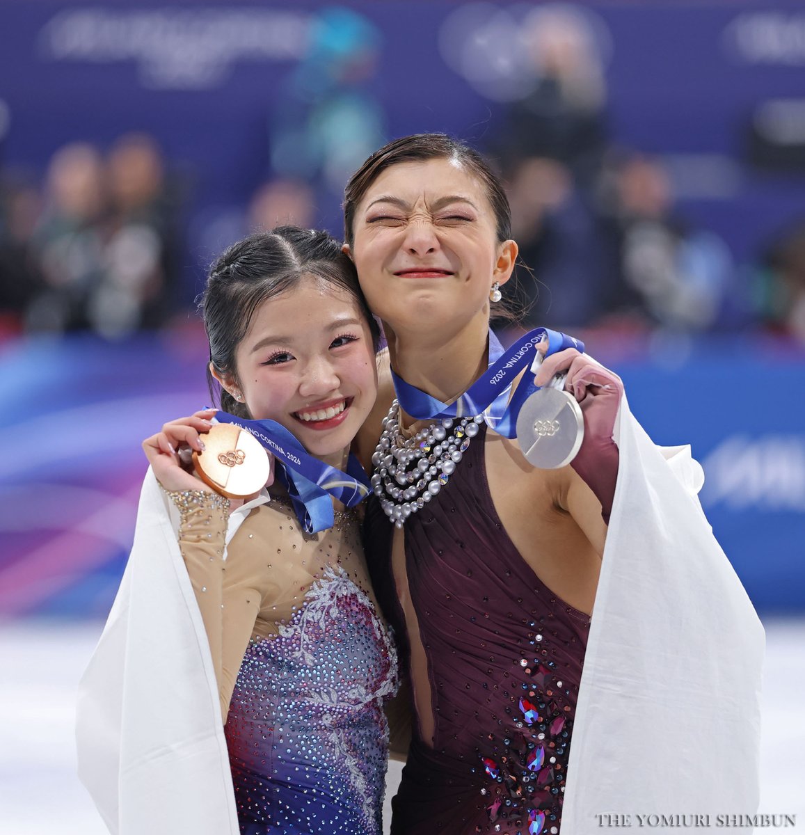 tshashin's tweet photo. [ミラノ・コルティナ冬季五輪]
フィギュアスケート女子のフリー。今季限りの引退を表明している #坂本花織 選手は惜しくも2位。ショートプログラム首位の #中井亜美 選手は銅メダルを獲得しました

▽読売新聞の五輪特集はこちら
https://t.co/Vu1HXbZVk3

#TEAMJAPAN #MilanoCortinaOlympics2026 https://t.co/WCrayCavBb