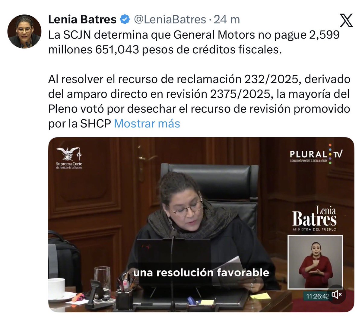 ErnestoGuerra_'s tweet image. A LO MEJOR A LENIA BATRES LE INTERESA SER LA JEFA DEL SAT DEL GOBIERNO FEDERAL O SECRETARIA DE HACIENDA.

Aunque no se decidía cuál tuit poner y borró en dos ocasiones su contenido, al final se manifestó en contra de lo que hoy el Pleno decidió a la empresa General Motors👇🏻👇🏻