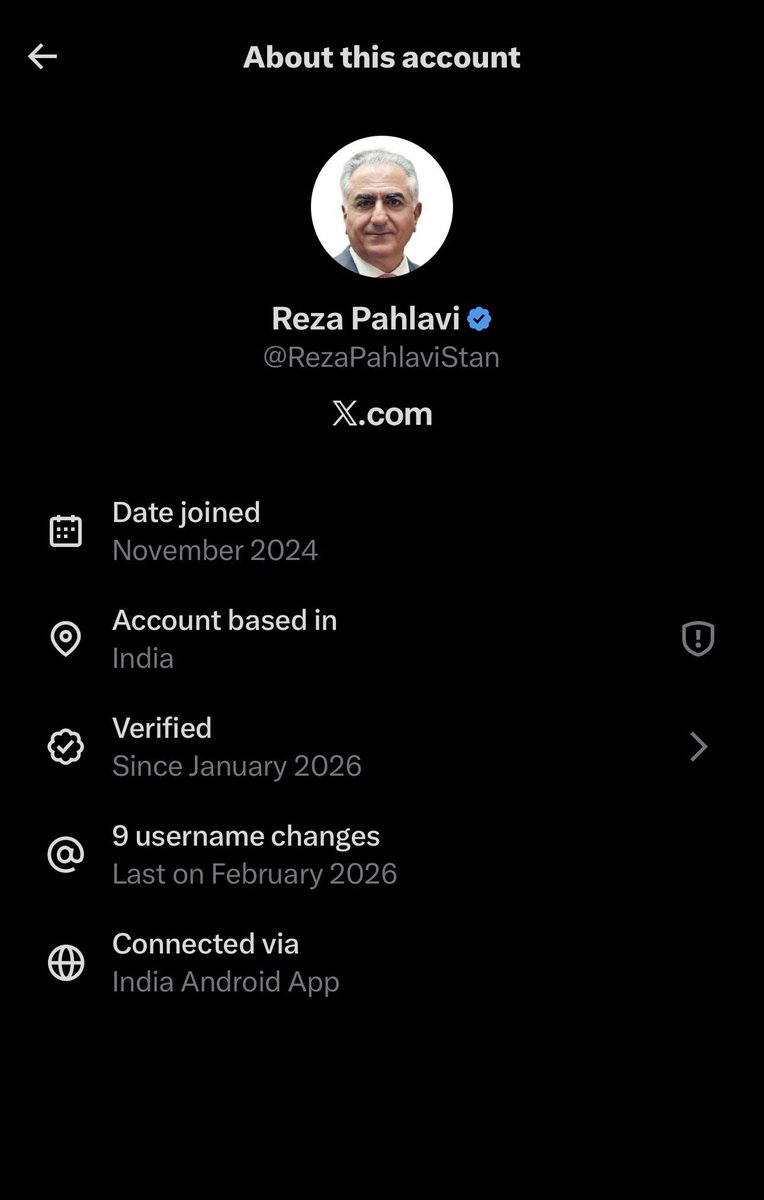 🔴 Mass report this account for impersonation <a href="/RezaPahlaviStan/">Reza Pahlavi</a>