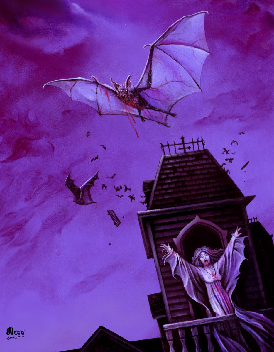 Close up image from Vampiress. Oil on illustration board.