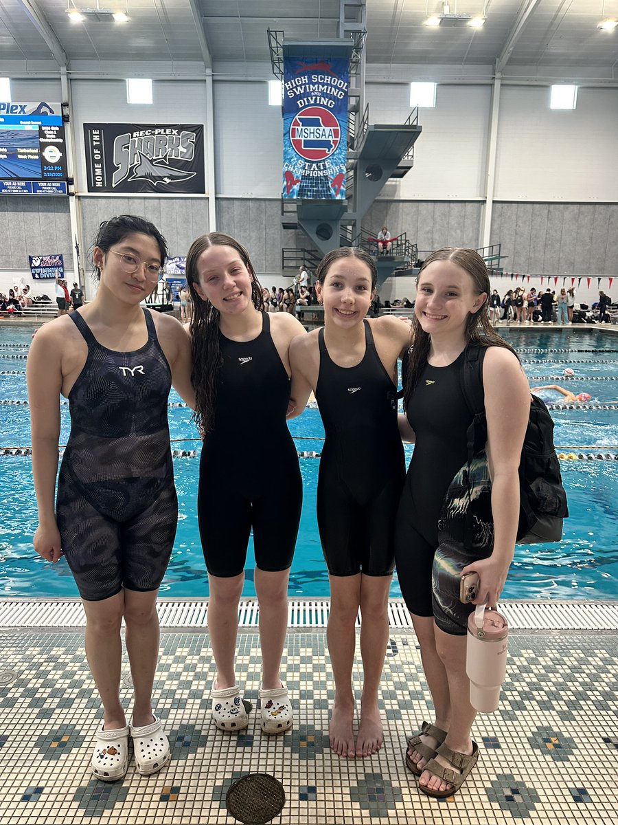 FZS_SwimandDive's tweet photo. These 4 did great today! They swam the 200 medley and 400 free relay, finishing 19th and 22nd! Super proud of Isabel, Kyra, Kya and Reece! #swimfasthavefun https://t.co/OUjT2BioWO